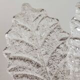 Pair of Italian brass and Murano glass leaf shaped table lamps