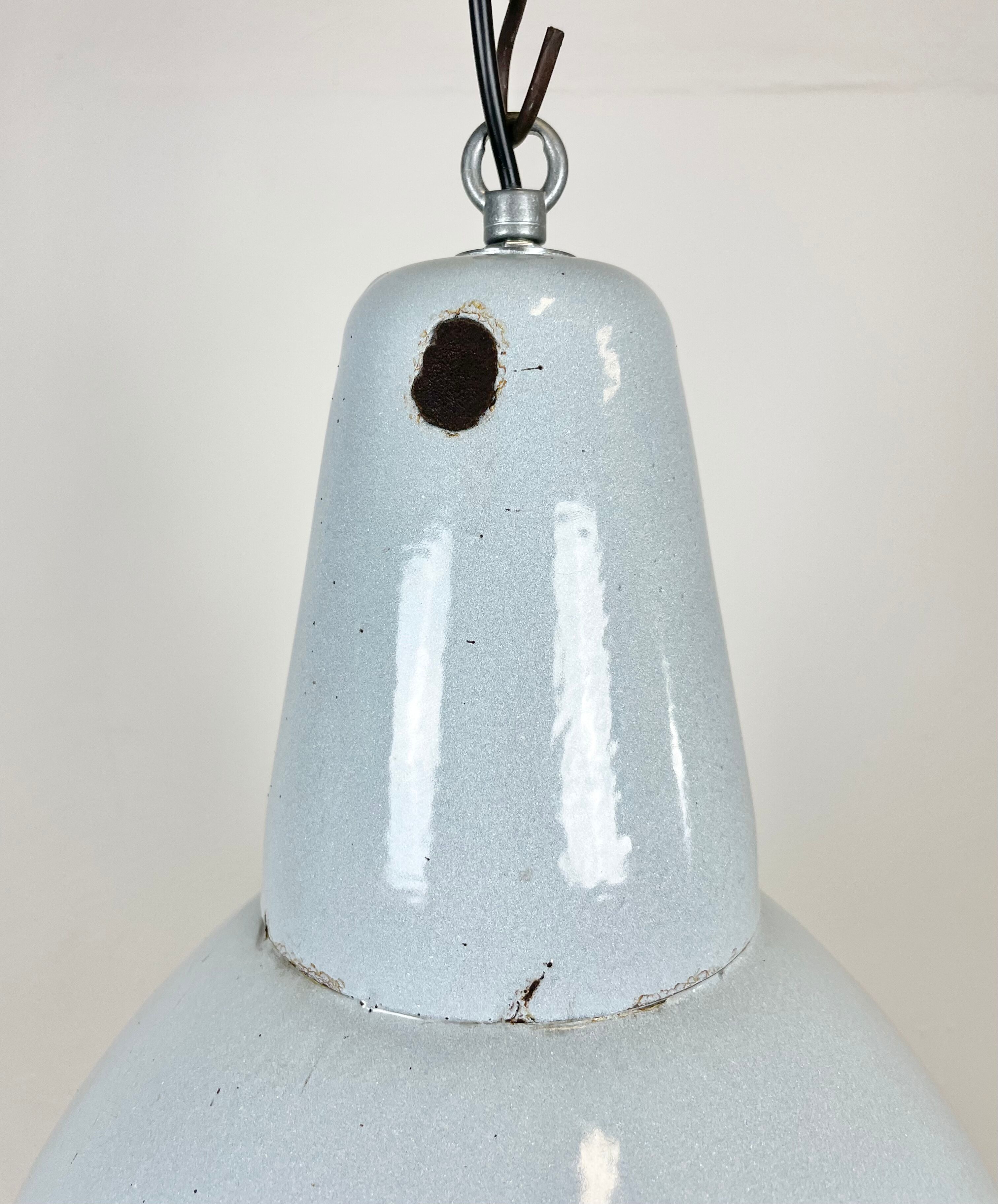Industrial Grey Enamel Pendant Lamp, 1960s