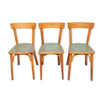 Lot de 3 chaises bistrot Baumann estampillées