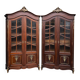Pair of Louis XV style display cabinets. Hand-painted in gold, carved from solid oak.