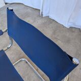 Chaise S34 de style vintage Mart Stam : cuir bleu, fauteuil de bureau Bauhaus