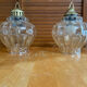 Pair of Vintage Suspension Lights with Iridescent Moulded Glass + Gold Metal