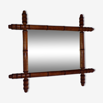 Miroir ancien en bambou 56x47cm