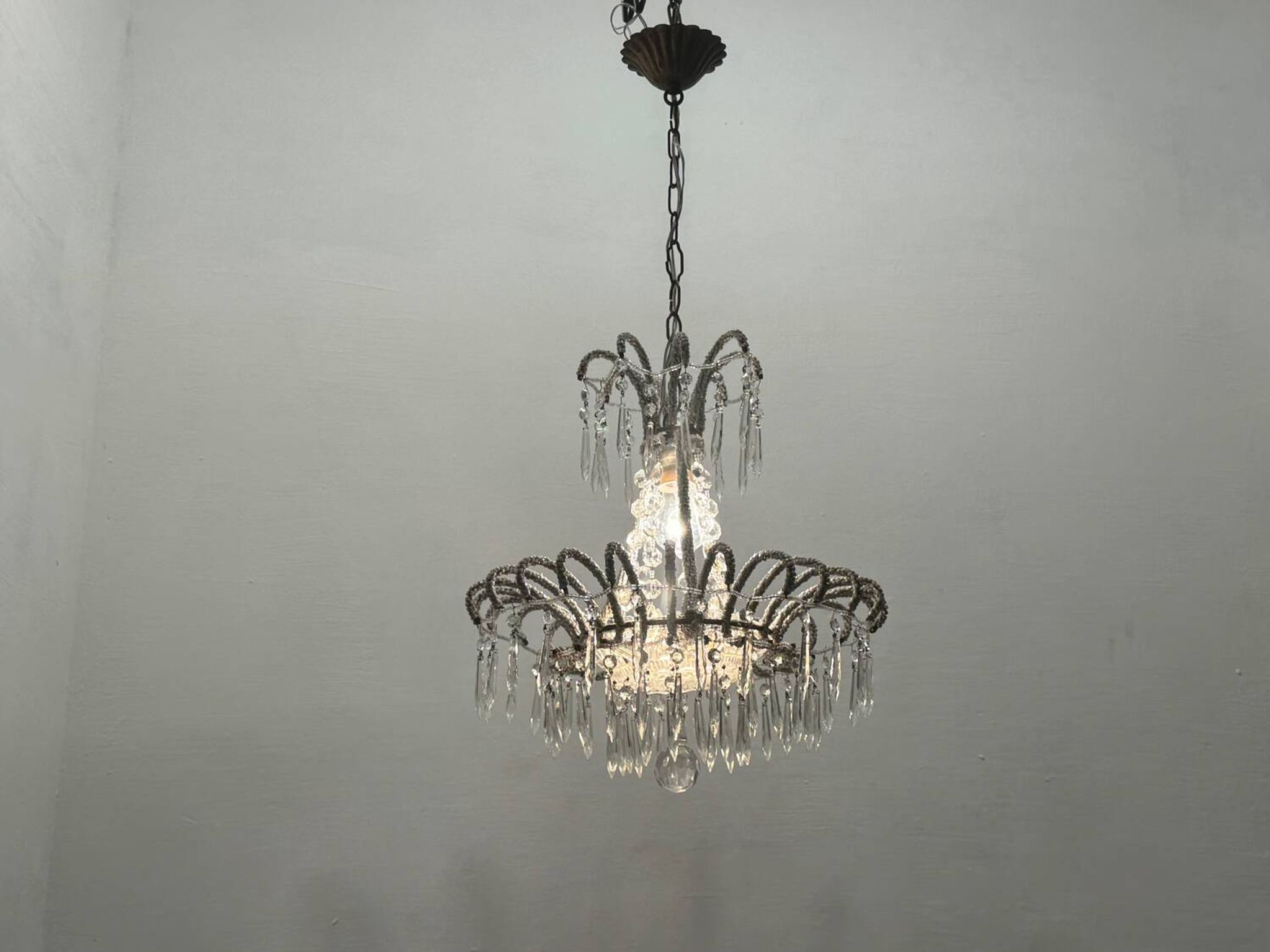 Suspension vintage en perles de cristal italiennes des années 1960
