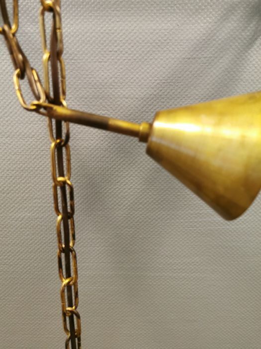 Brutalist hanging lamp, type 6399 in oxidised brass by Svend Aage Holm Sørensen Denmark