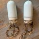 pair of porcelain and opaline pendant lights - Denmark 1950s