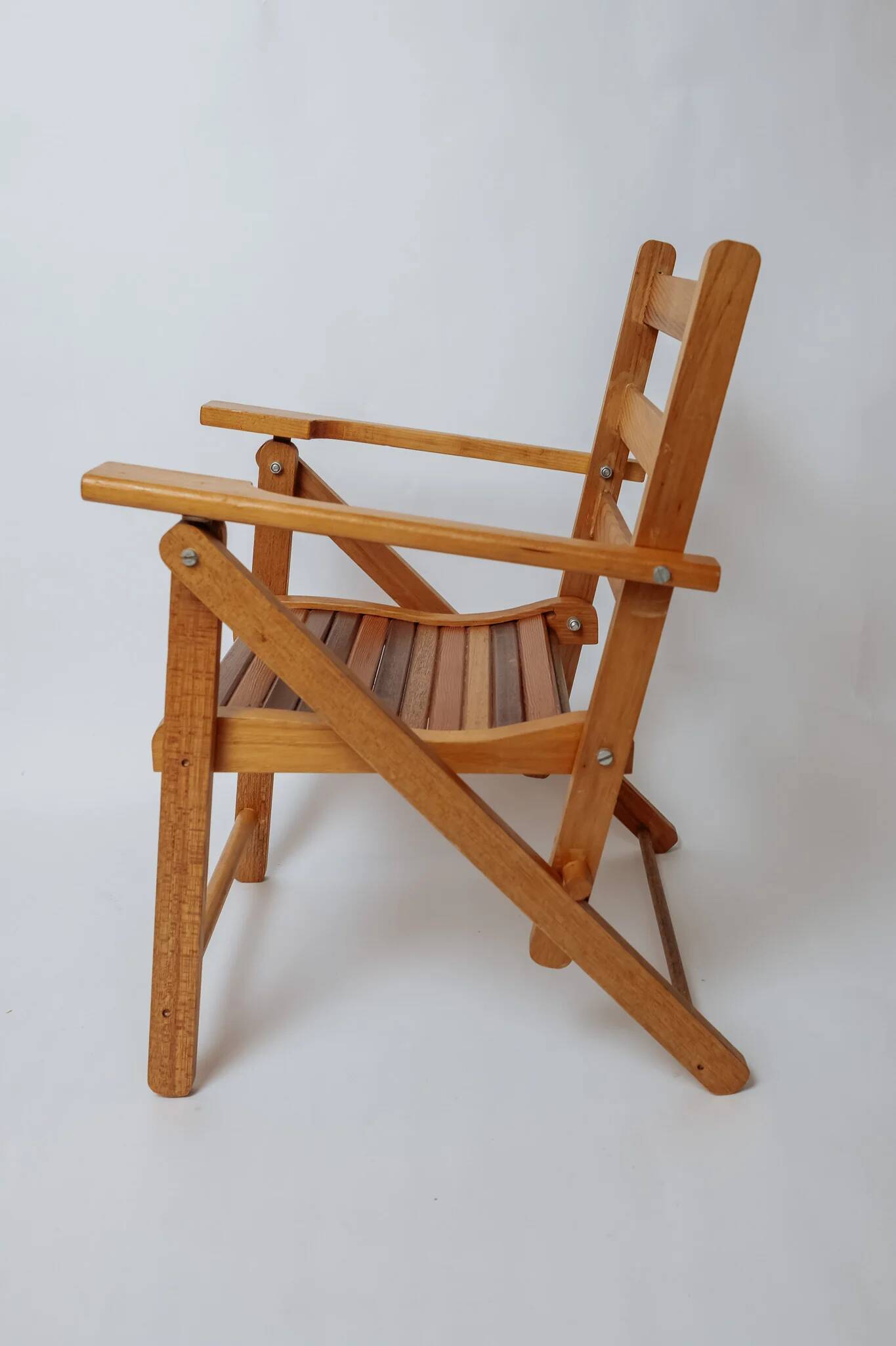 Vintage folding teak chair for children