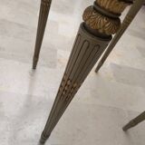 Louis XVI table with carved wood and Carrara marble.