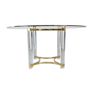 Table dining copper lucite and glass by Alessandro Albrizzi 1970 s