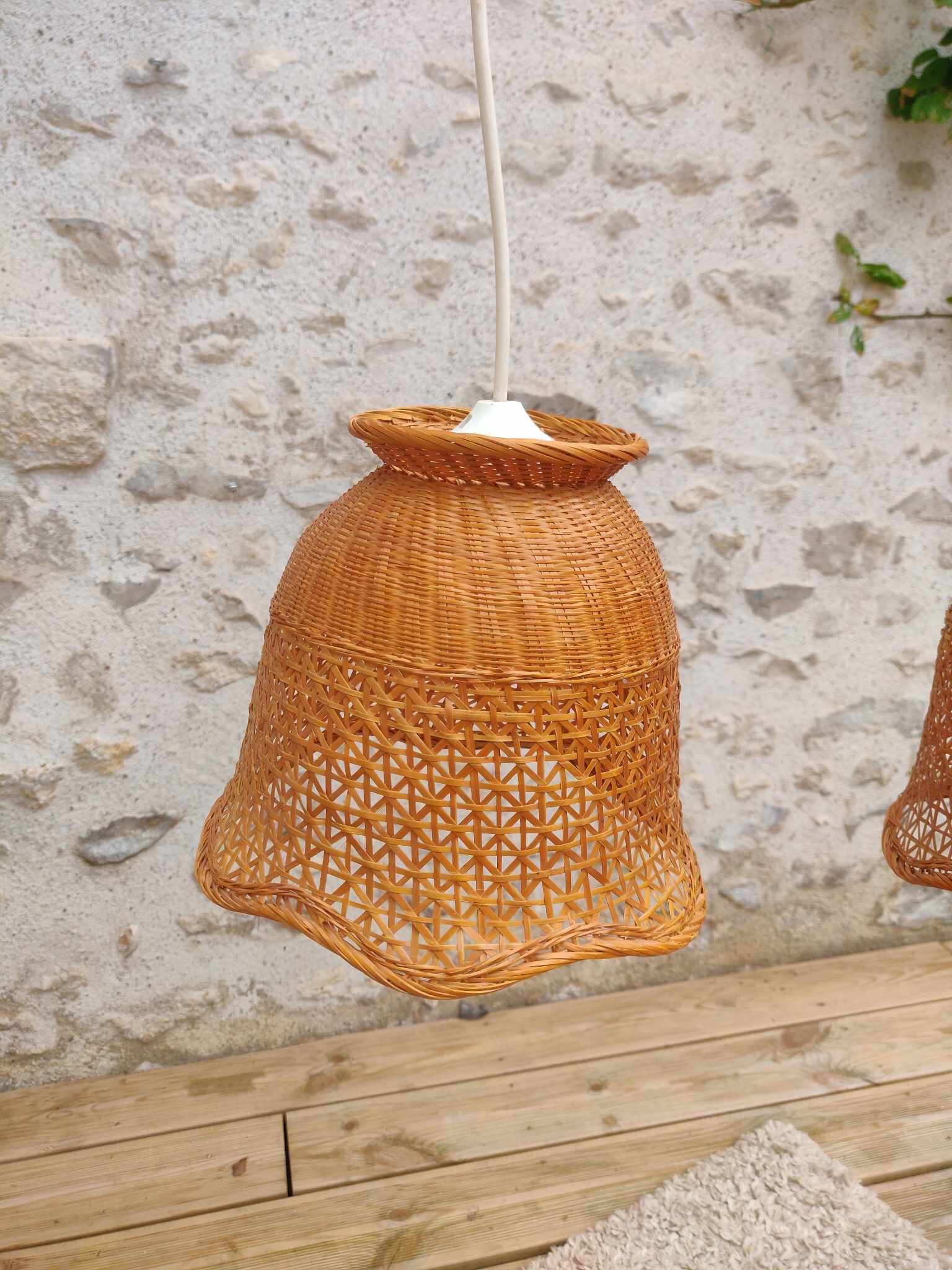 Old rattan pendant lamps