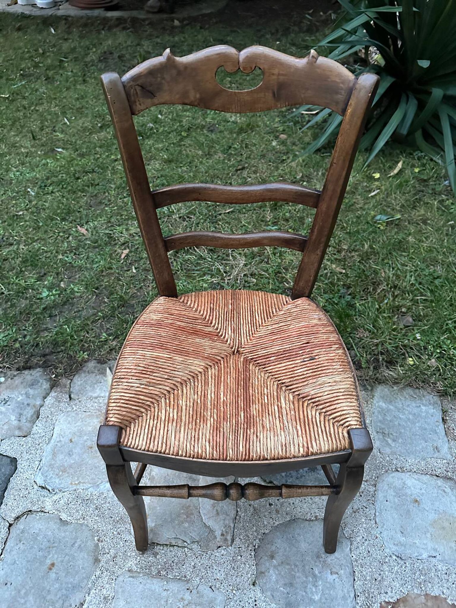 Pair of antique straw-seated chairs