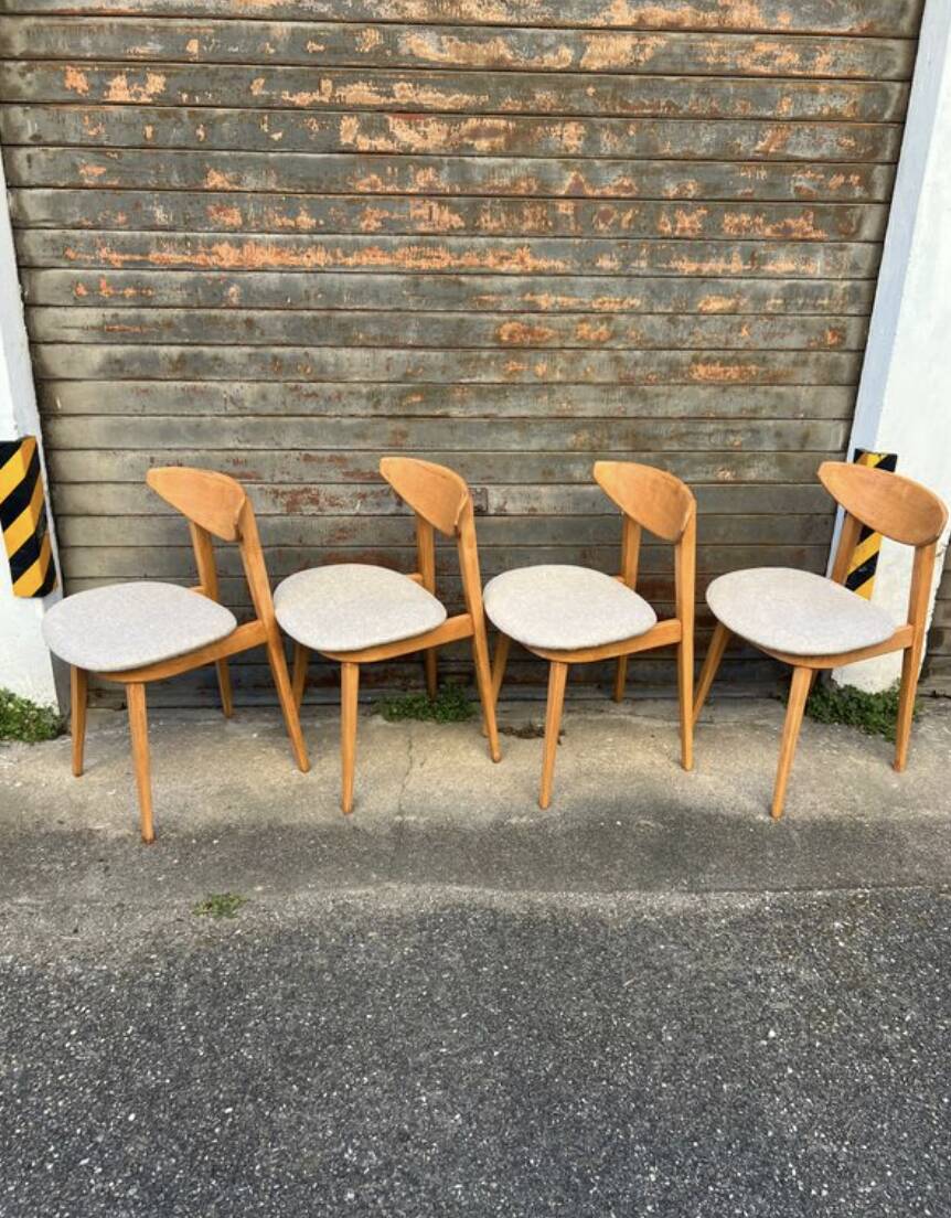 (Lot) 4 chaises Baumann Fontania (restaurées) 1960