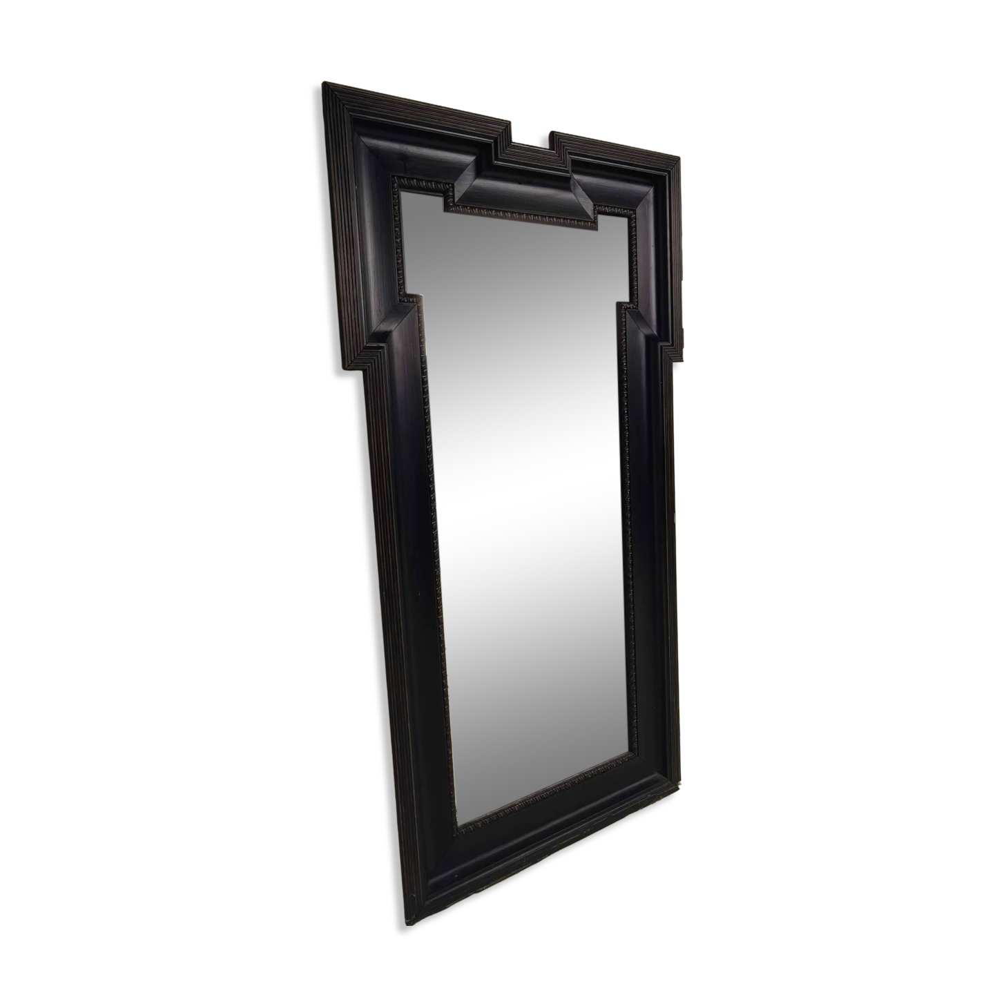 Late 19th century ebonised mirror with original foxed glass