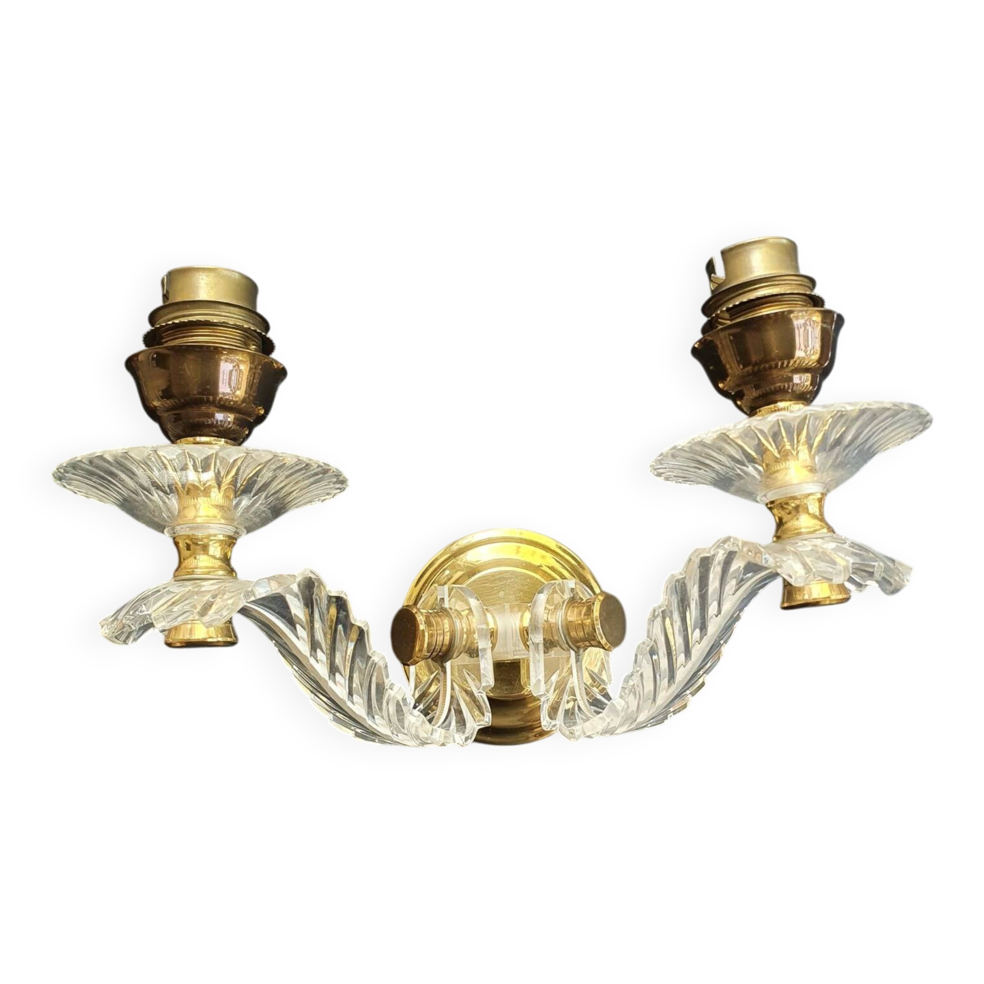 Wall lamp with palm leaf candle holders from the 1950s.