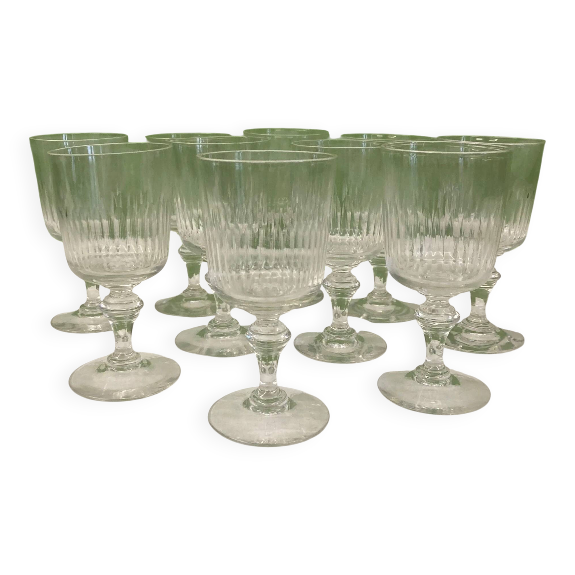 Baccarat 10 white wine glasses, Renaissance model, around 1900.