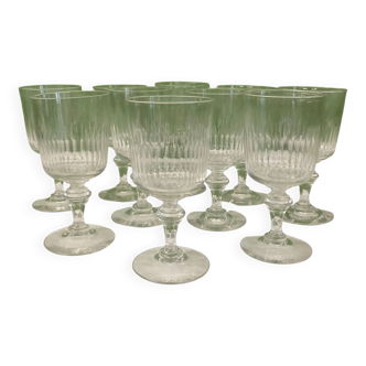 Baccarat 10 white wine glasses, Renaissance model, around 1900.