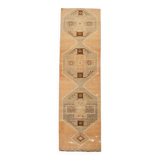 3x11 Cinnamon Color Turkish Runner Rug, Anatolian Vintage Rug, 92x321Cm