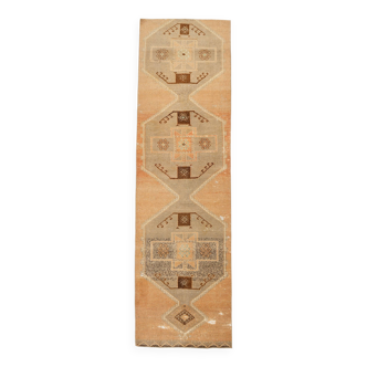 Tapis turc vintage anatolien couleur cannelle 3x11, 92x321 cm