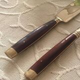 Service cutlery, brass and rosewood.