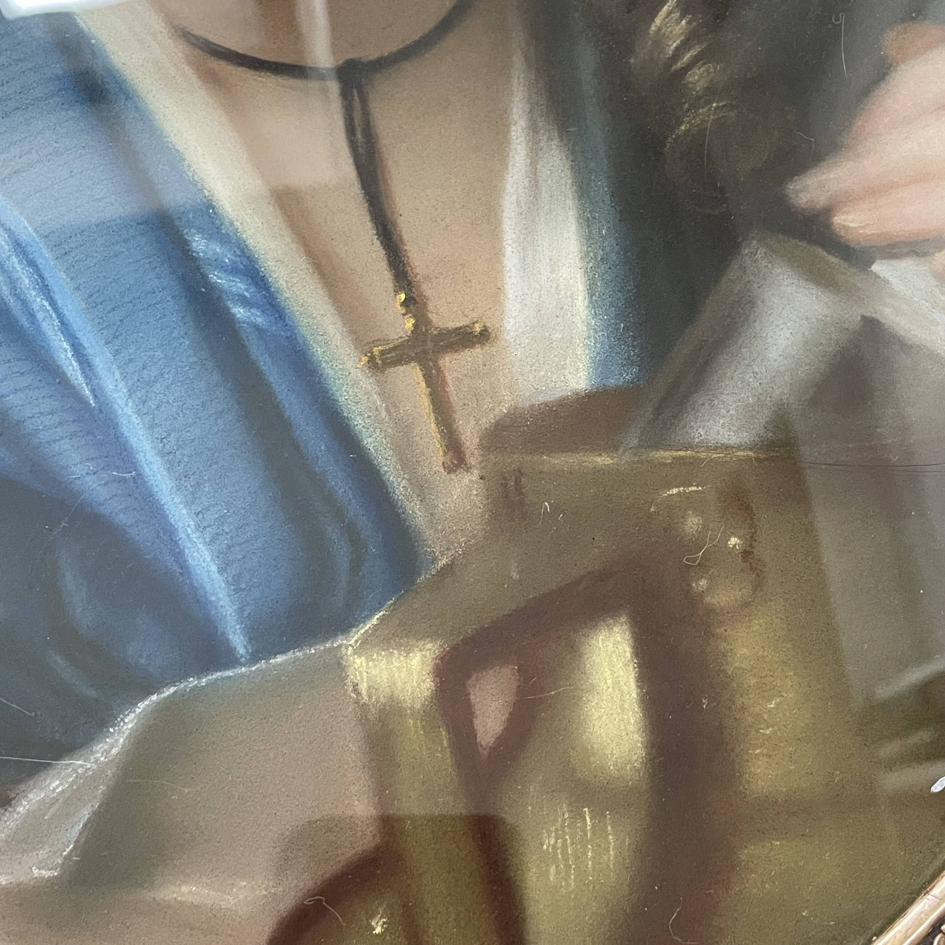 Portrait of a young girl in pastel from the 19th century.