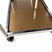 Vintage chrome metal and smoked glass rolling dessert trolley – 70s/80s