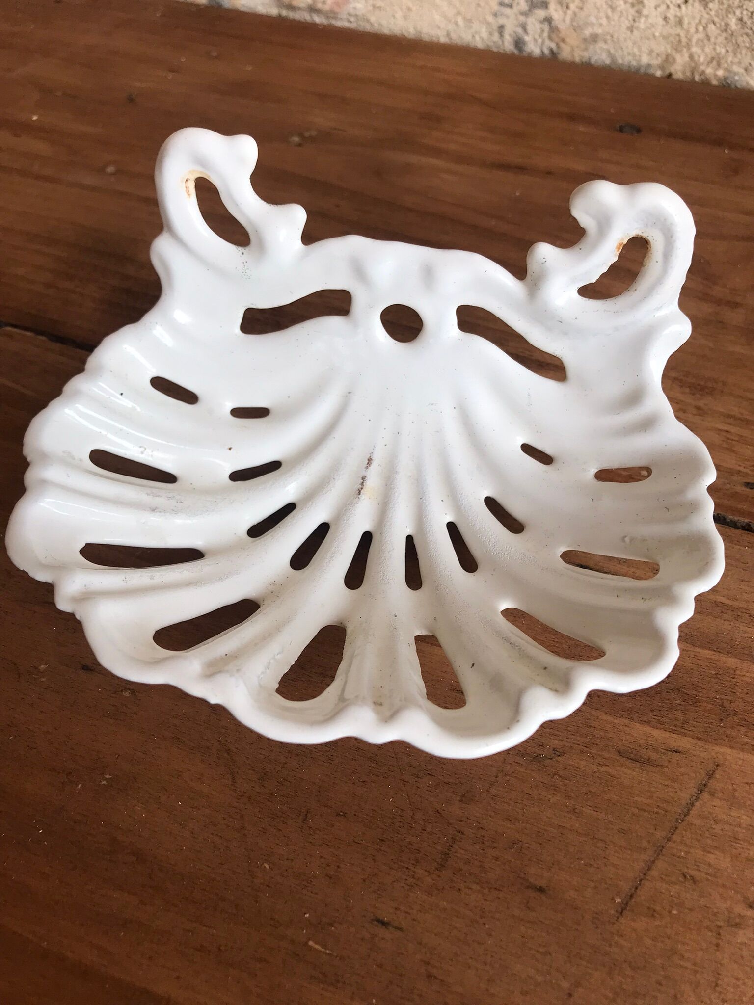 Porte-savon en fonte émaillée blanche
