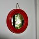 Vintage bright red ceramic mirror 1960