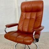 Vintage retro Ekornes Stressless reclining lounge chair & stool 1960s