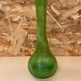 Ancien vase soliflore style biot verre soufflé bullé vert vintage
