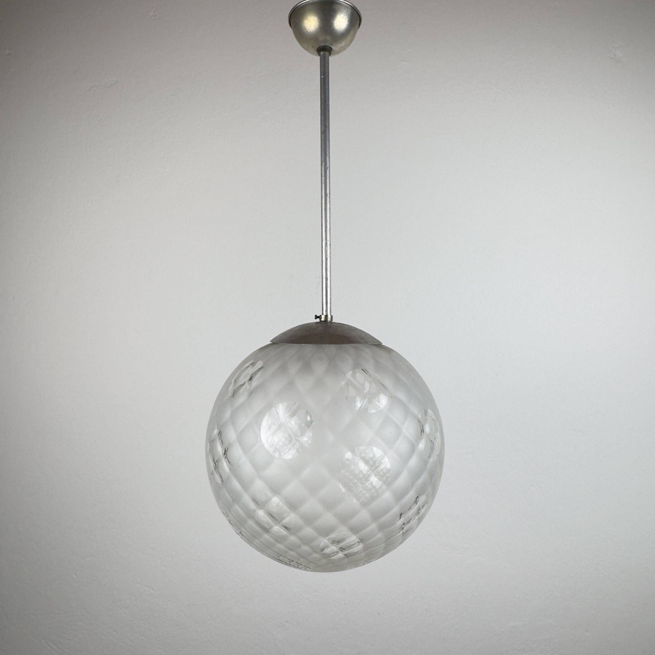 Vintage murano sphere ball pendant lamp Italy 1950s