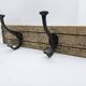 Solid teak coat hook with 2 double cast iron hooks