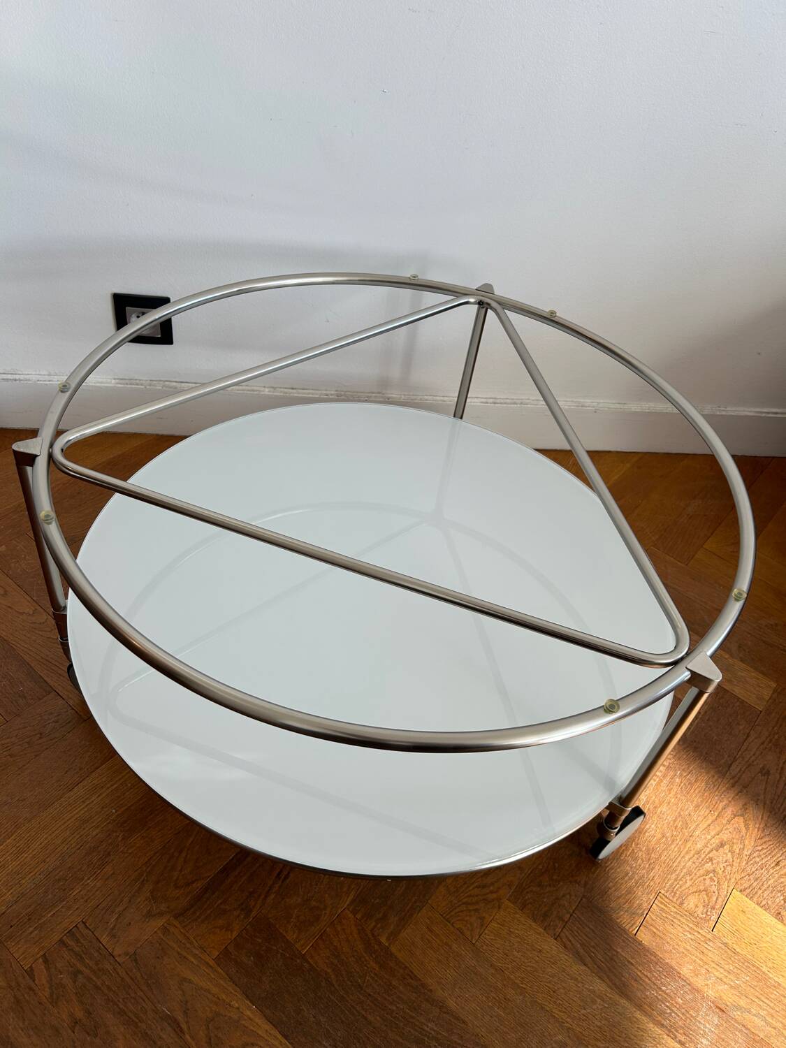 IKEA white glass coffee table by Ehlen Johansson, 1980s