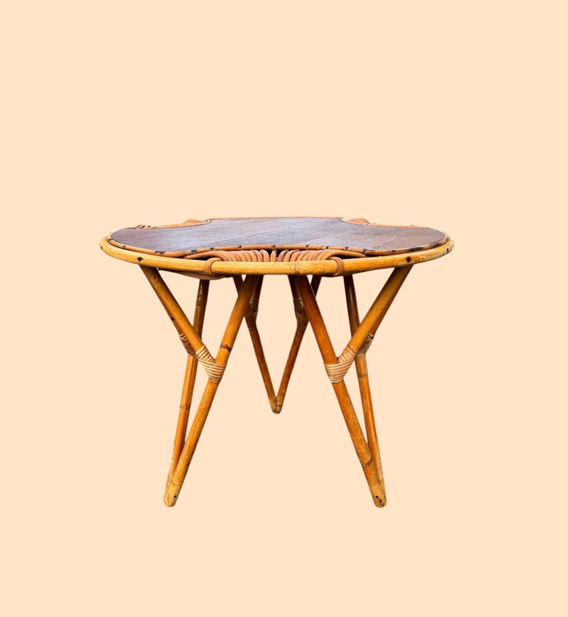 Janine Abraham Rattan Tripod Coffee Table