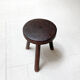 Tabouret tripode en bois et cuir, années 50