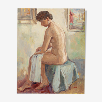 Female Nude, Oil on Plate, 39 x 49 cm