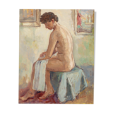 Female Nude, Oil on Plate, 39 x 49 cm