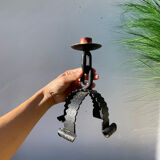 Pair of candlesticks with wrought iron chain