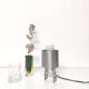 Lampe de table année 70 inox formes géométriques