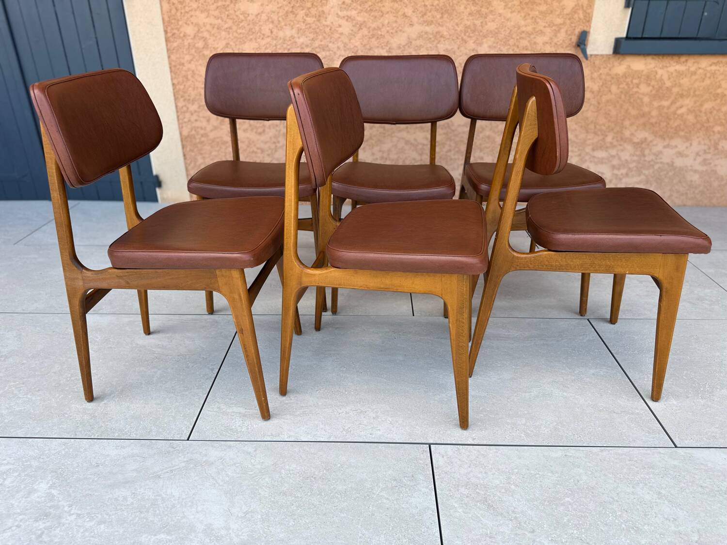 Set of 6 vintage Scandinavian dining chairs from the 1970s.