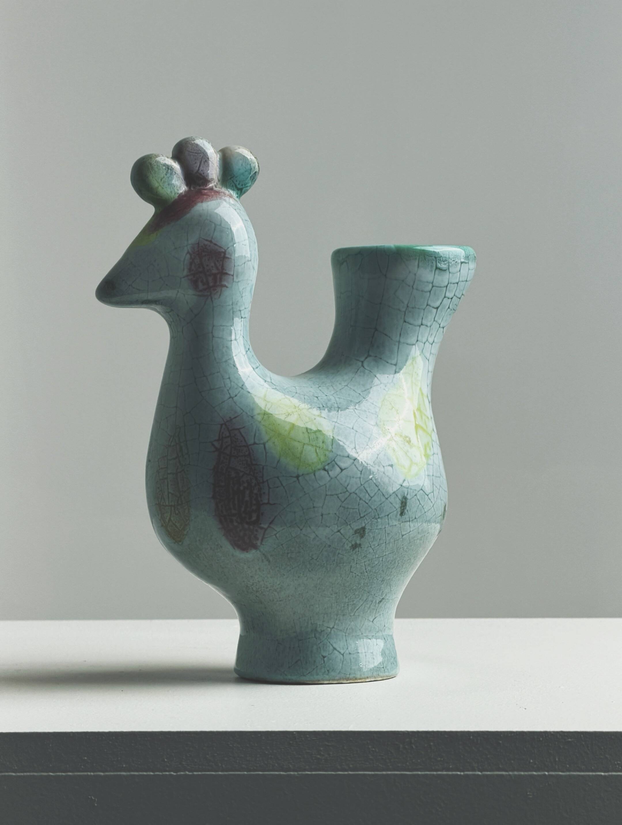 Zoomorphic ceramic vase, France, circa 1960.