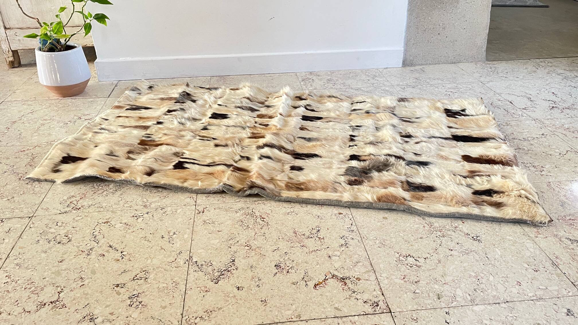 RUG Skin 1970s Beige-Brown - 56 x 107cm