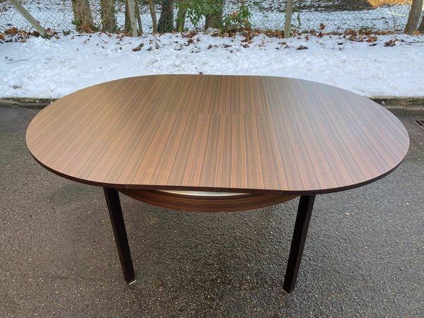 Table à manger scandinave ronde extensible 1960