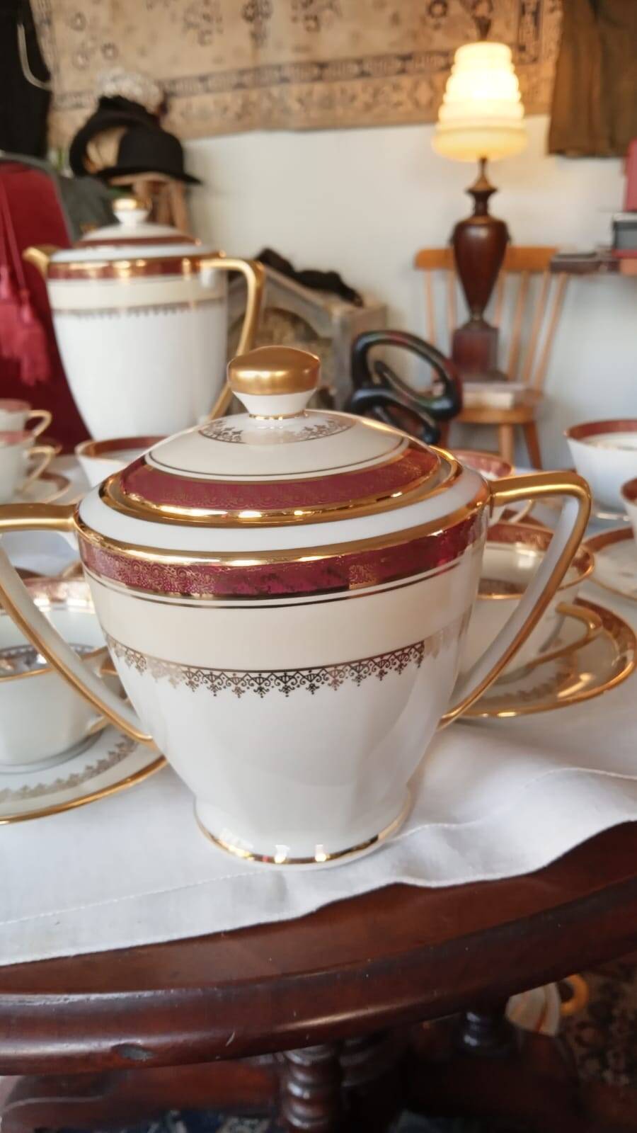 Vilatte Limoges Porcelain Coffee Service 13 Pieces, 11 People 1950