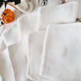 8 antique fabric napkins with anagram in cotton damask
