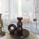 Vintage wooden bedroom candle holder