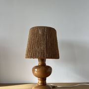 Vintage 1960 turned wood elm lamp