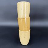 10 glazed stoneware cups signed Digoin