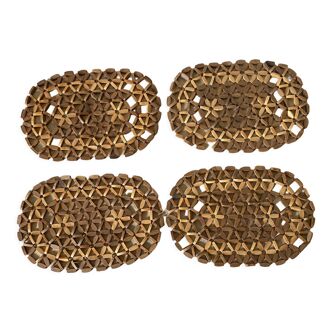 Lot de 4 dessous de plat vintage en perles de bois