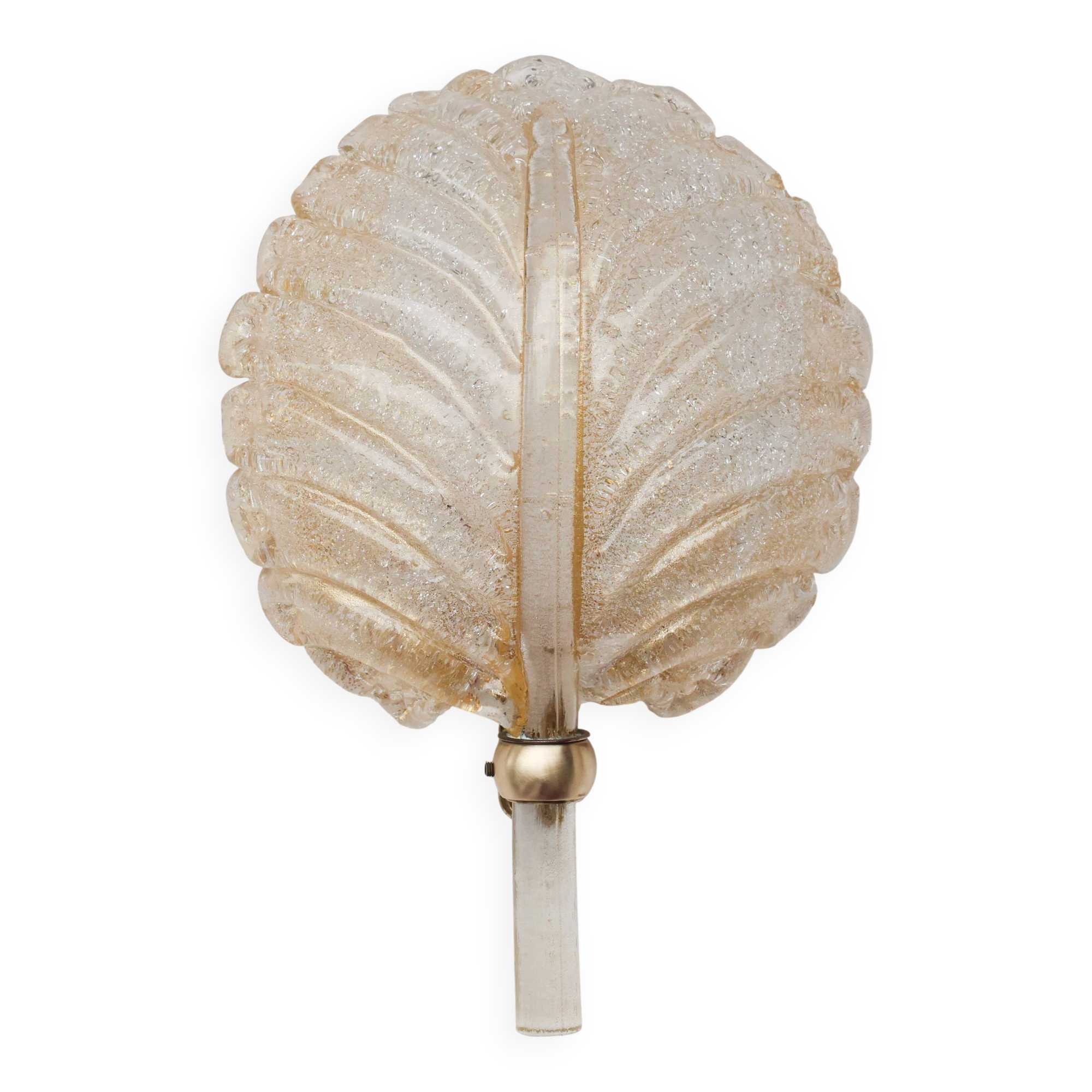 Barovier & Toso Murano Gold Glass and Brass Wall Light, Italy, 1960s