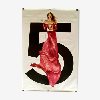 Affiche originale Chanel #5 by Jean-Paul Goude.  Red version. 2001